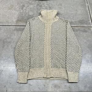 vintage london fog made in usa zip up beige sweater size large